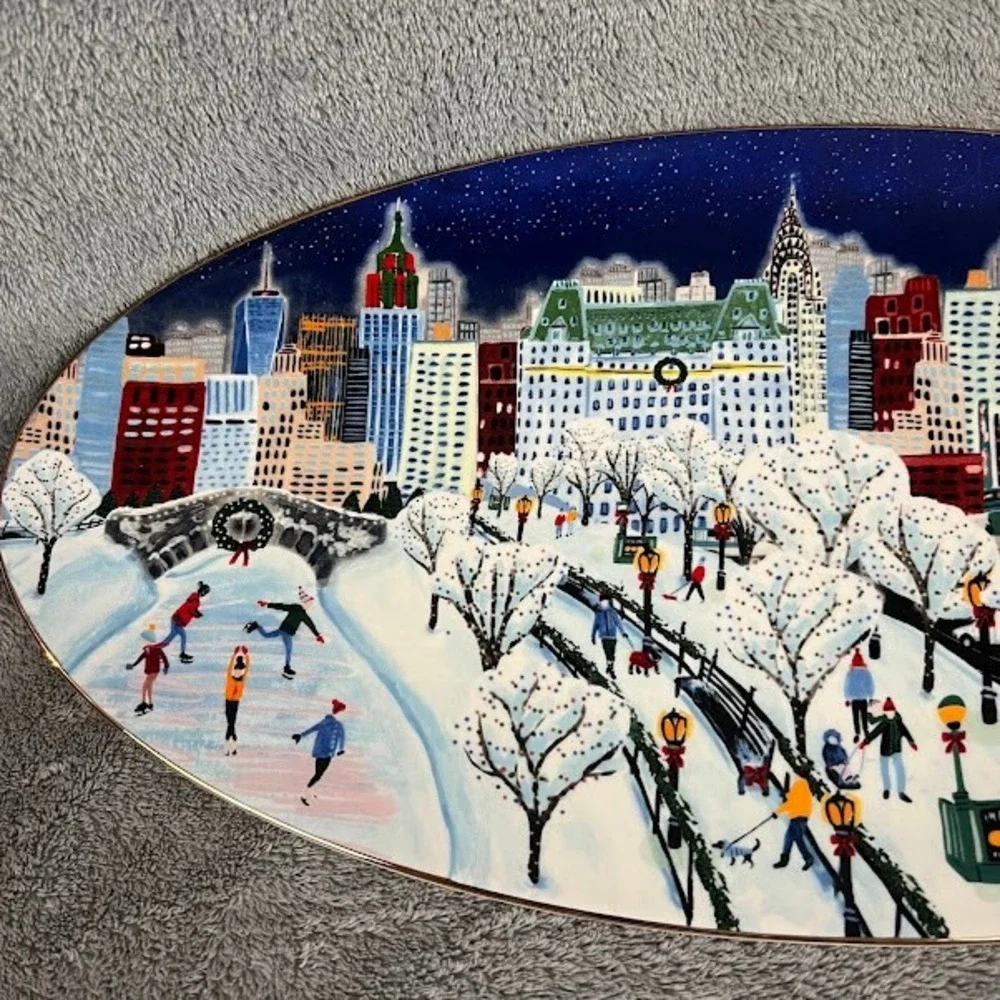 Anthropologie Holiday in the City Serving Platter Festive NYC Christmas